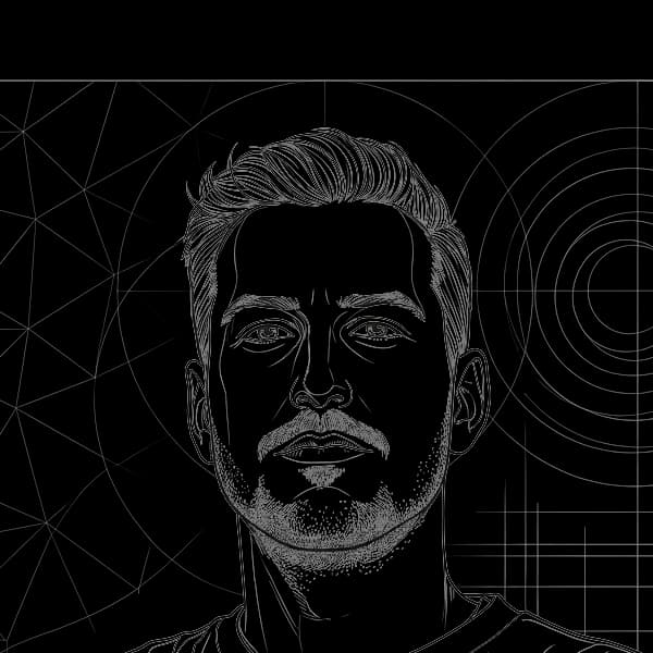 Lijntekening van Nick Spapens, AI Consultant bij NinA AI Agency