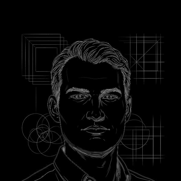 Lijntekening van Wolf Huiberts, AI Developer bij NinA AI Agency