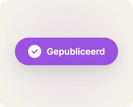 Violette knop met vinkje en de tekst Gepubliceerd