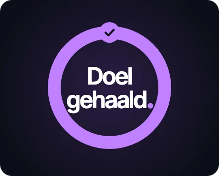 Gesloten violette ring met de tekst Doel gehaald