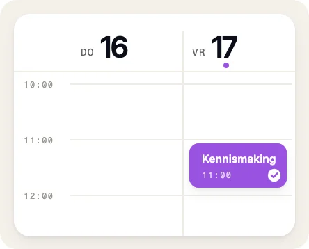 Agenda met een violette afspraak op vrijdag om 11:00