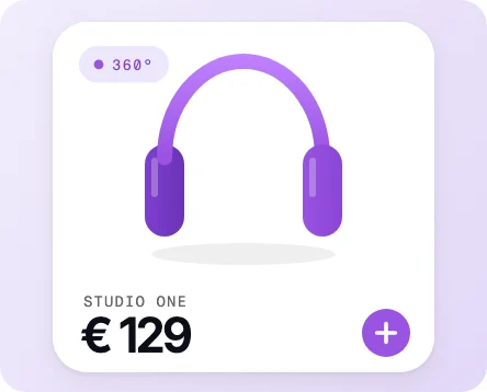 Violette koptelefoon op een productkaart