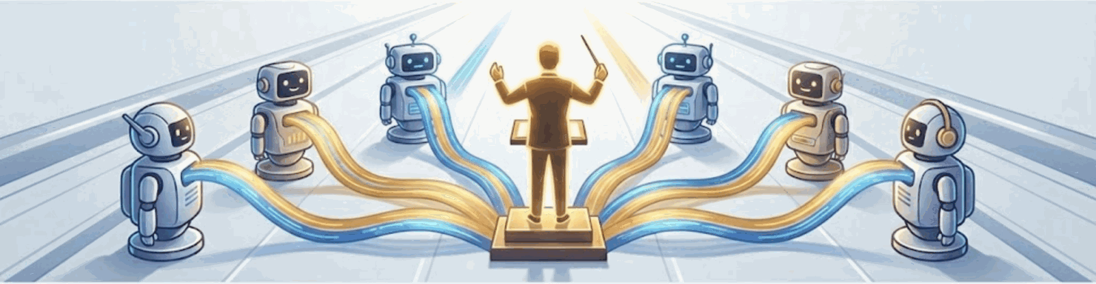 Orchestrator directing multiple AI agents
