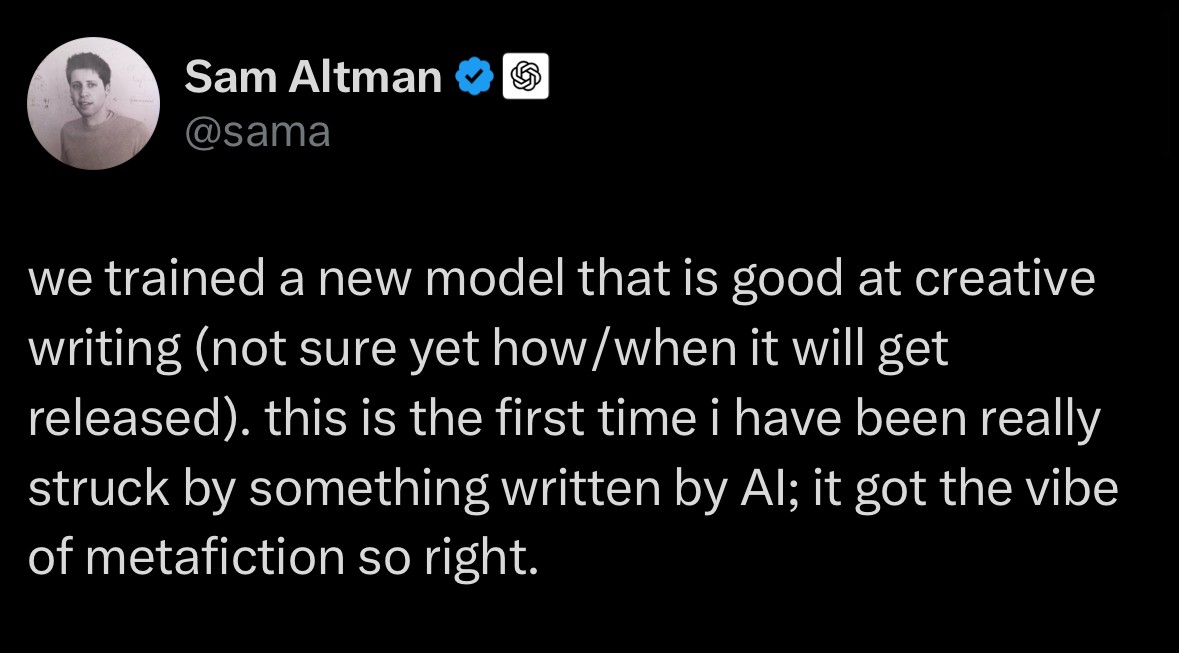 Sam Altman tweet over AI creativiteit