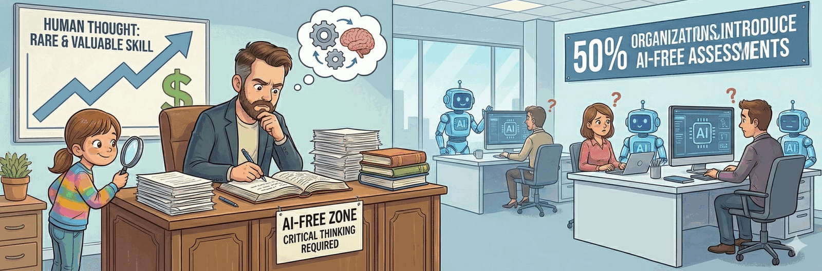 AI-free zone where critical thinking is trained - 50% of organizations introduce AI-free assessments